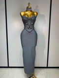Luxury Beaded Strapless Bandage Dress