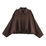 Suede Bomber Lapel Jacket