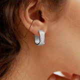 Phatbird Huitan Korean Fashion CZ Paved Hoop Earrings
