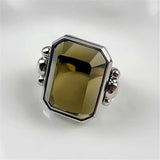 Square Natural Stone Crystal Ring