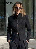 Phatbird Velvet-Spliced Napoleon Cropped Jacket