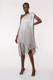 Phatbird Sleeveless Slanted Neck Tassel Dress