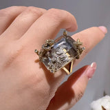 Phatbird Vintage Luxury Gold-Plated Crystal Claw-Set Ring