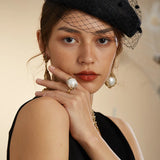 Phatbird Pearl Ring with Crystal Vine design