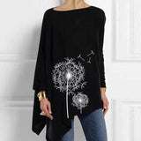 Phatbird irregular hem cotton blouse with round neck and long sleeves - view 14