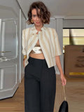 Phatbird cropped blazer with structured shoulder and stand collar - view 6