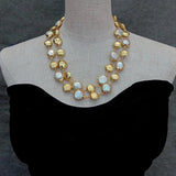 Luxurious Multi-Strand White Coin Pearl Necklace