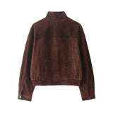 Phatbird brown padded jacket with oversized pockets and high funnel neck - view 4