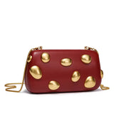 Phatbird Gold Crystal Stone Leather Clutch