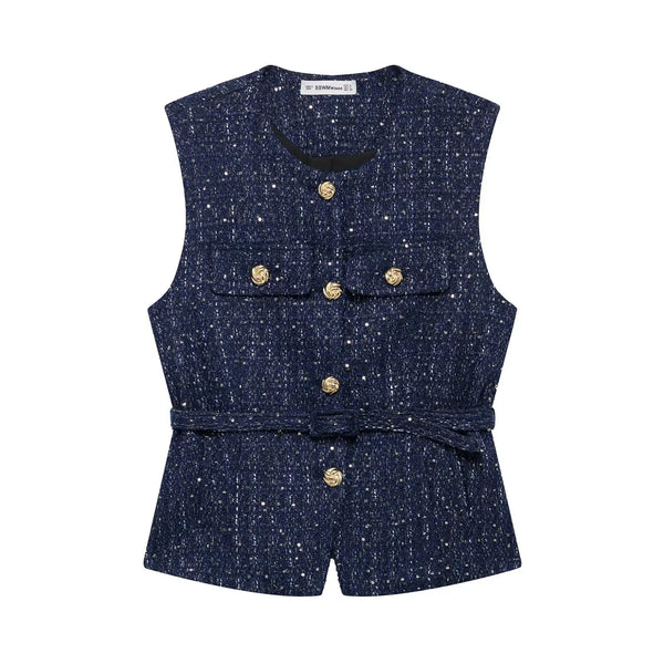 Phatbird Tweed Belted Sleeveless Waistcoat