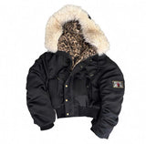 Phatbird Harajuku Leopard-Print Moto Jacket