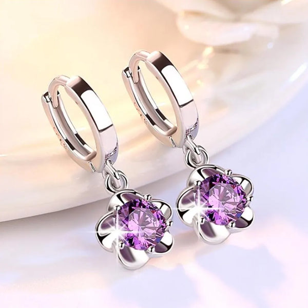 Retro Zircon Silver Earrings