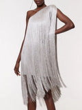 Phatbird Sleeveless Slanted Neck Tassel Dress