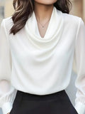 Phatbird Bordeaux Drape Silk-Touch Blouse