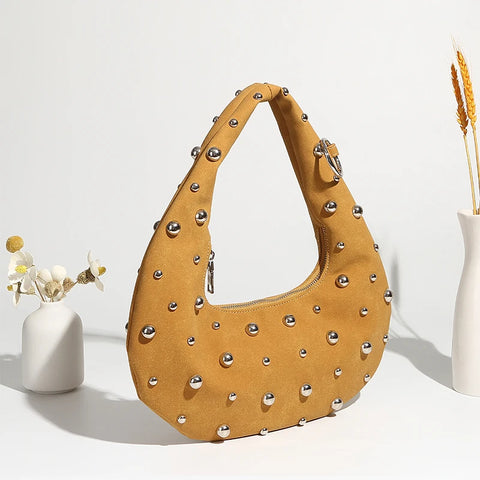 Metal Studded Underarm Shoulder Bag.