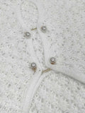 Women White Long Knit Sleeve Bikin Fashion