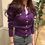 Phatbird Round Neck Button Knit Cardigan
