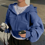 Phatbird fleece-lined cropped zip hoodie with drawstring hood - view 6