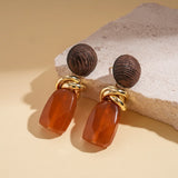 Phatbird Amber Resin Drop Earrings with Gold Knot Detail