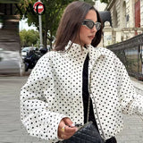 Phatbird polka dot cropped bomber jacket with high ribbed neck