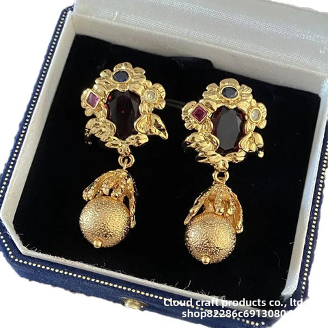 Vintage Gold Plated Copper Floral Earrings