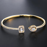 Phatbird Gold Open Cuff Bangle with Emerald & Teardrop Zirconia