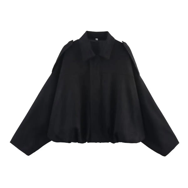 Suede Bomber Lapel Jacket