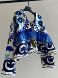 Phatbird Blue Floral Embroidered Open Cardigan