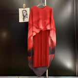 Pleated Two-Piece Dress and Shawl Set