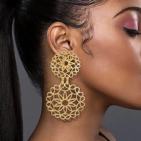 Women Earrings Luxury Design Big Drop Earrings Two Tone Fashion Jewelry Wedding Party Gift Trending