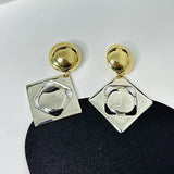 Phatbird Hyperbole Square Pendant Earrings Female Geometric Hollow Smooth Glossy Gold Silver Color