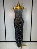Rhinestone Mesh Sheath Gown