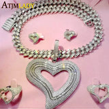 Big Hollow Heart Pendant Necklace