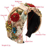Phatbird European and American Style Baroque Fabric Wide Brim HairBand Women's Trend Diamond Crystal Flower Pearl Hair Accessories