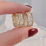 Phatbird Huitan Korean Fashion CZ Paved Hoop Earrings