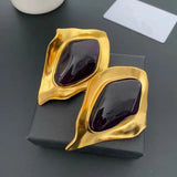 Phatbird Vintage Gold Chalcedony Stud Earrings