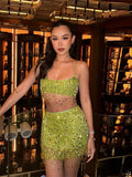 Phatbird Sequin Tassel Crop Top & Mini Skirt Set