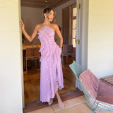 Phatbird Lilac Lotus Ruffle Maxi Dress