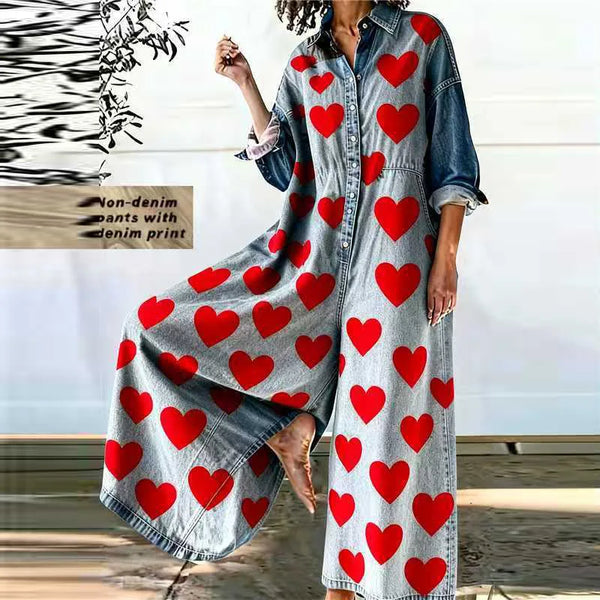 Phatbird Striped Denim-Look Wide-Leg Jumpsuit