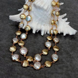 Luxurious Multi-Strand White Coin Pearl Necklace