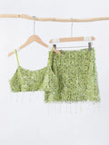 Phatbird Sequin Tassel Crop Top & Mini Skirt Set
