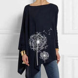 Phatbird irregular hem cotton blouse with round neck and long sleeves - view 4