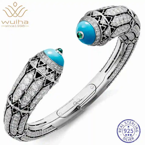 Phatbird Sapphire & Turquoise Silver Cuff Bracelets