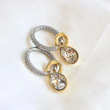 Phatbird Two-Tone Crystal Snake Wrap Hoop Drop Earrings