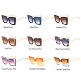 Black Square Sunglasses For Women Trendy Oversized Metal Frame Luxury Brand Designer Sun Glasses Fashion Shades UV400
