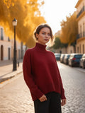 Phatbird Velvet-Touch Ruched Mock Neck Sweater