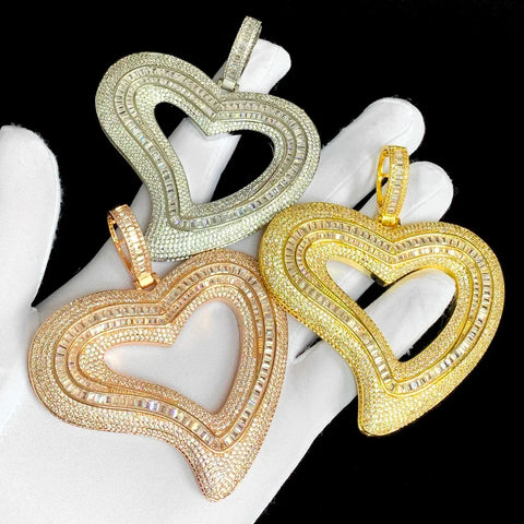 Big Hollow Heart Pendant Necklace