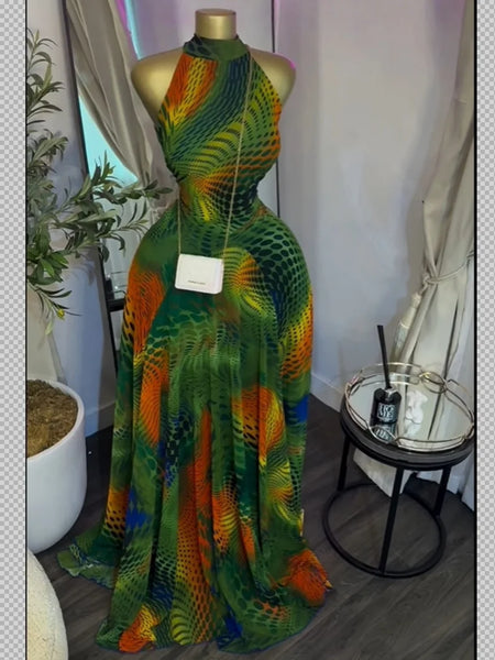 Phatbird Sleeveless Print Mermaid Maxi Dress