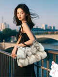 Winter Fox Fur Women's Fashion Bag