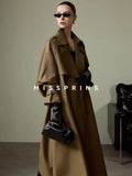 Phatbird belted longline khaki trench coat, double breasted - view 3
